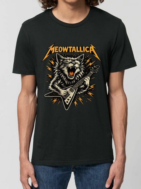 Tricou din bumbac organic Premium-Meowtallica