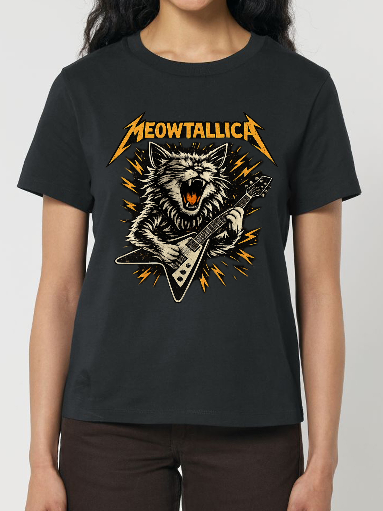 Tricou din bumbac organic Premium-Meowtallica
