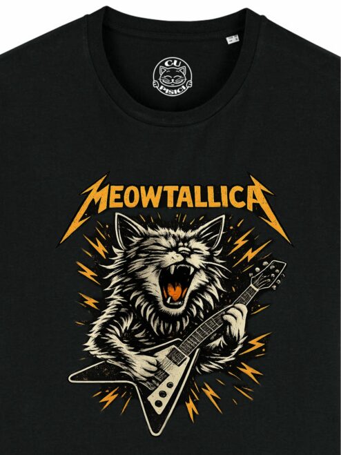 Tricou din bumbac organic Premium-Meowtallica