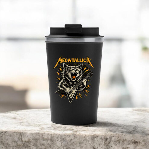 Cana termos cafea-Meowtallica