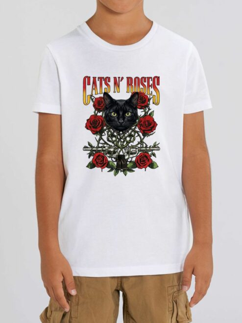 Tricou din bumbac organic Premium-Cats N’ Roses, Copii