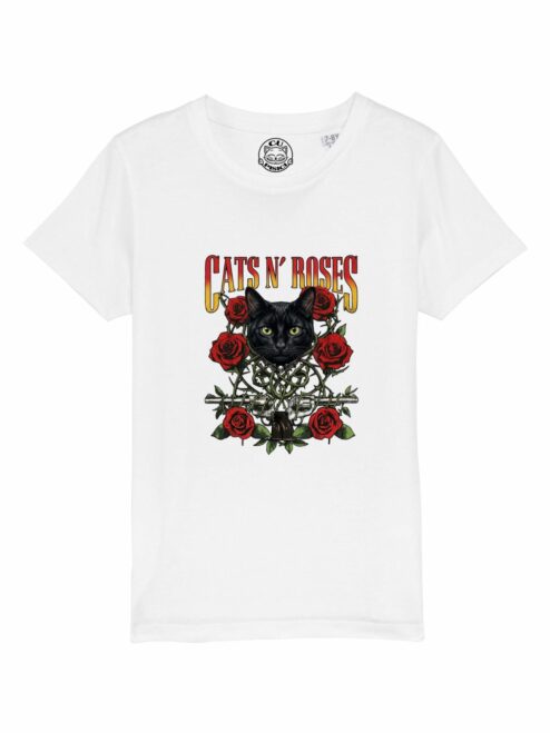 Tricou din bumbac organic Premium-Cats N’ Roses, Copii