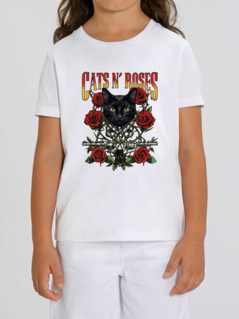 Tricou din bumbac organic Premium-Cats N’ Roses, Copii