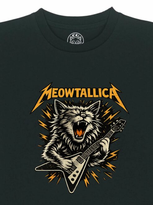 Tricou din bumbac organic Premium-Meowtallica, Copii