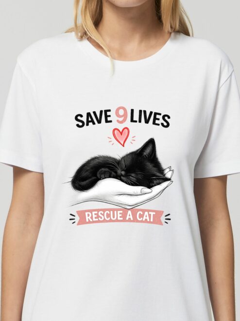 Rochie din bumbac organic Premium-Save 9 Lives, Rescue a Cat