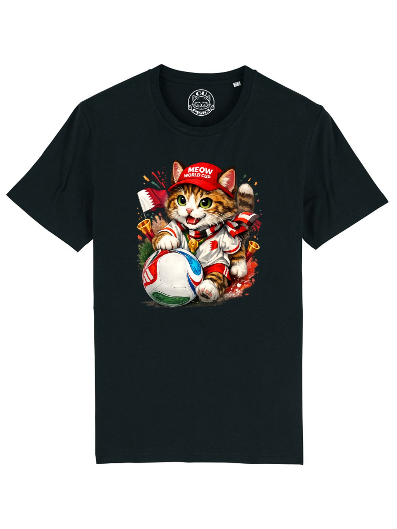 Tricou din bumbac organic Premium-Meow Football World Cup, Barbati - imagine 2