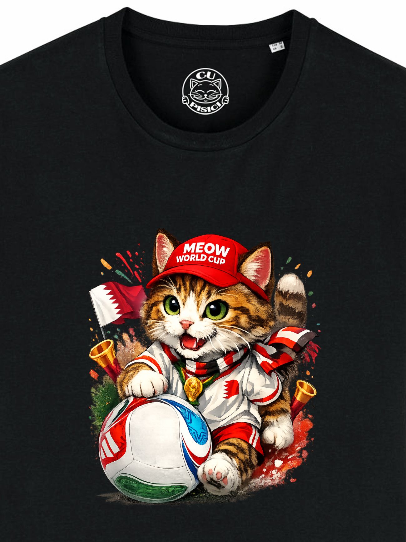 Tricou din bumbac organic Premium-Meow Football World Cup, Barbati - imagine 4