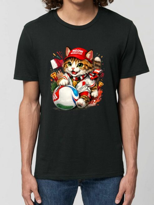 Tricou din bumbac organic Premium-Meow Football World Cup, Barbati