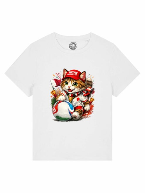 Tricou din bumbac organic Premium-Meow Football World Cup, Femei