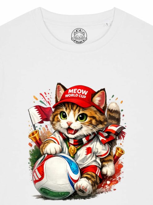 Tricou din bumbac organic Premium-Meow Football World Cup, Femei