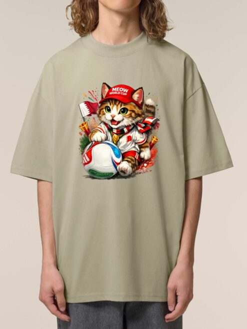 Tricou din bumbac organic Premium-Meow Football World Cup, Unisex
