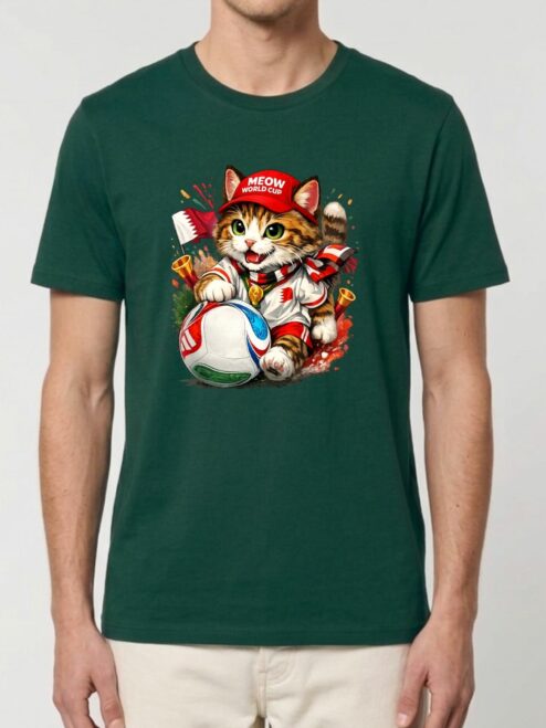 Tricou din bumbac organic Premium-Meow Football World Cup, Unisex