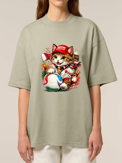 Tricou din bumbac organic Premium-Meow Football World Cup, Unisex