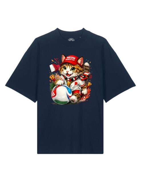 Tricou din bumbac organic Premium-Meow Football World Cup, Unisex