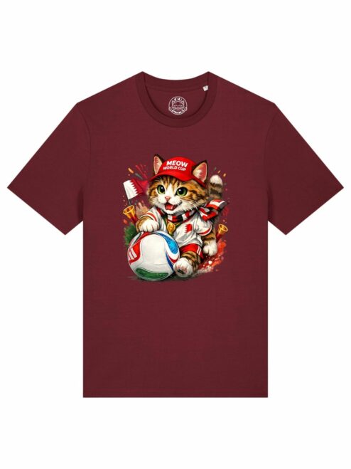 Tricou din bumbac organic Premium-Meow Football World Cup, Unisex