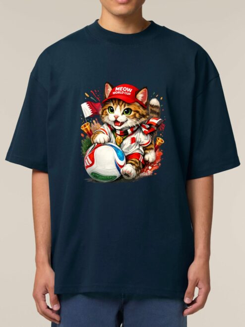 Tricou din bumbac organic Premium-Meow Football World Cup, Unisex