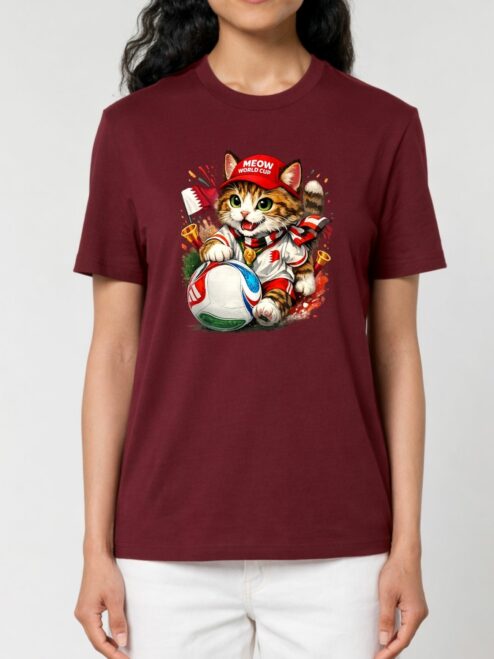 Tricou din bumbac organic Premium-Meow Football World Cup, Unisex