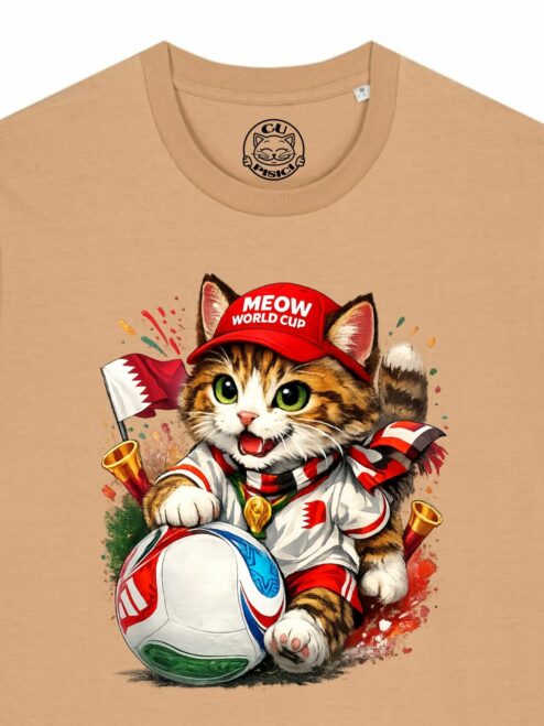 Tricou din bumbac organic Premium-Meow Football World Cup, Unisex