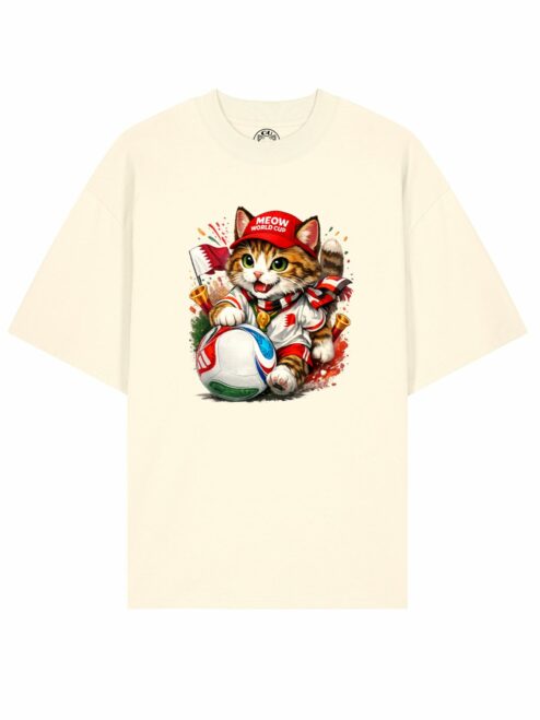 Tricou din bumbac organic Premium-Meow Football World Cup, Unisex