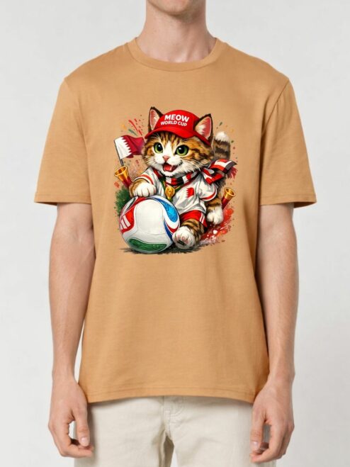 Tricou din bumbac organic Premium-Meow Football World Cup, Unisex