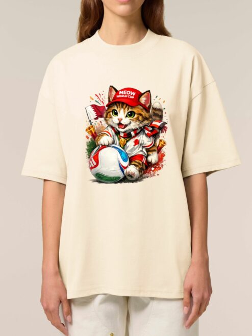 Tricou din bumbac organic Premium-Meow Football World Cup, Unisex