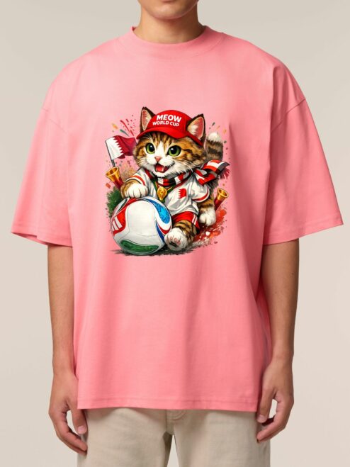 Tricou din bumbac organic Premium-Meow Football World Cup, Unisex