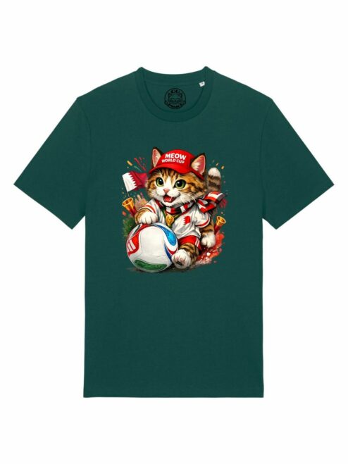 Tricou din bumbac organic Premium-Meow Football World Cup, Unisex