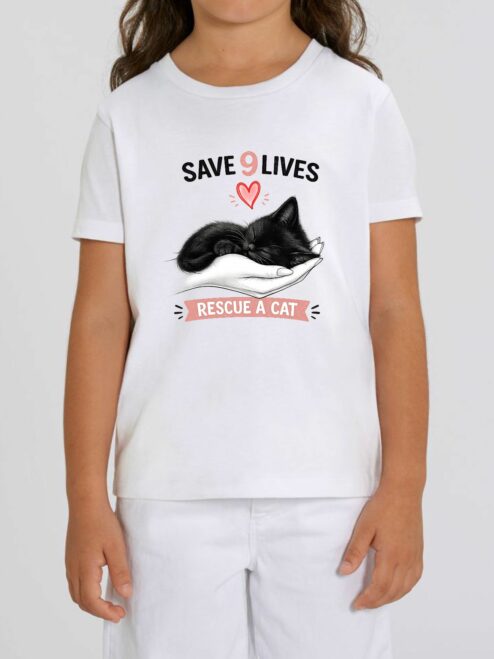 Tricou din bumbac organic Premium-Save 9 Lives, Copii