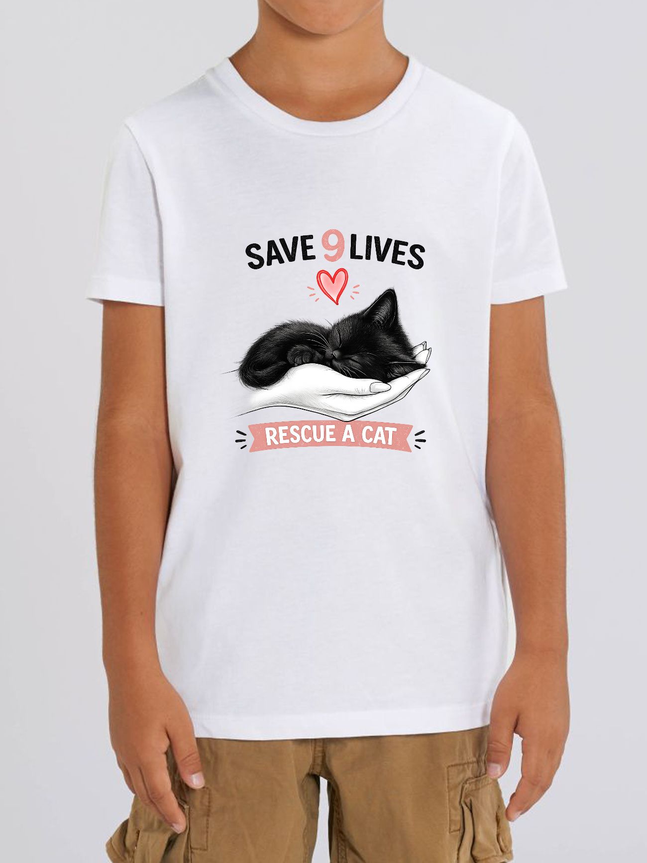 Tricou din bumbac organic Premium-Save 9 Lives, Copii