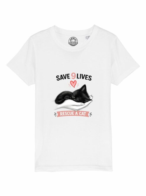 Tricou din bumbac organic Premium-Save 9 Lives, Copii