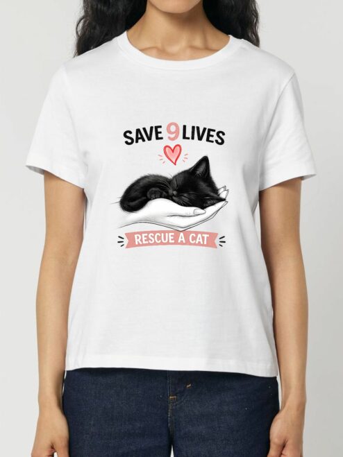 Tricou din bumbac organic Premium-Save 9 Lives, Femei