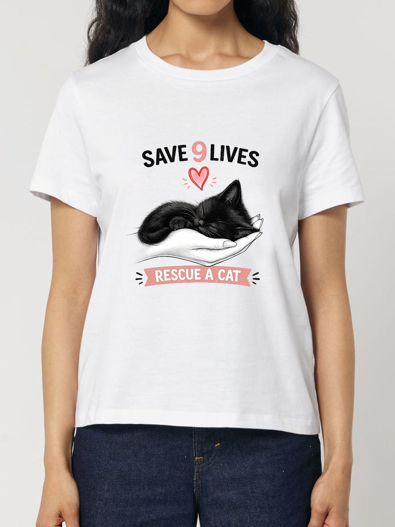 Tricou din bumbac organic Premium-Save 9 Lives, Femei