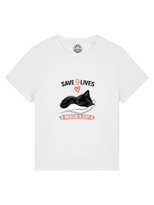 Tricou din bumbac organic Premium-Save 9 Lives, Femei