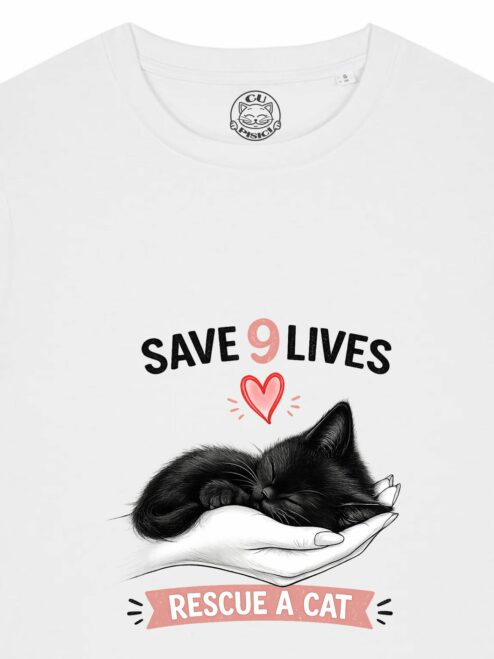 Tricou din bumbac organic Premium-Save 9 Lives, Femei