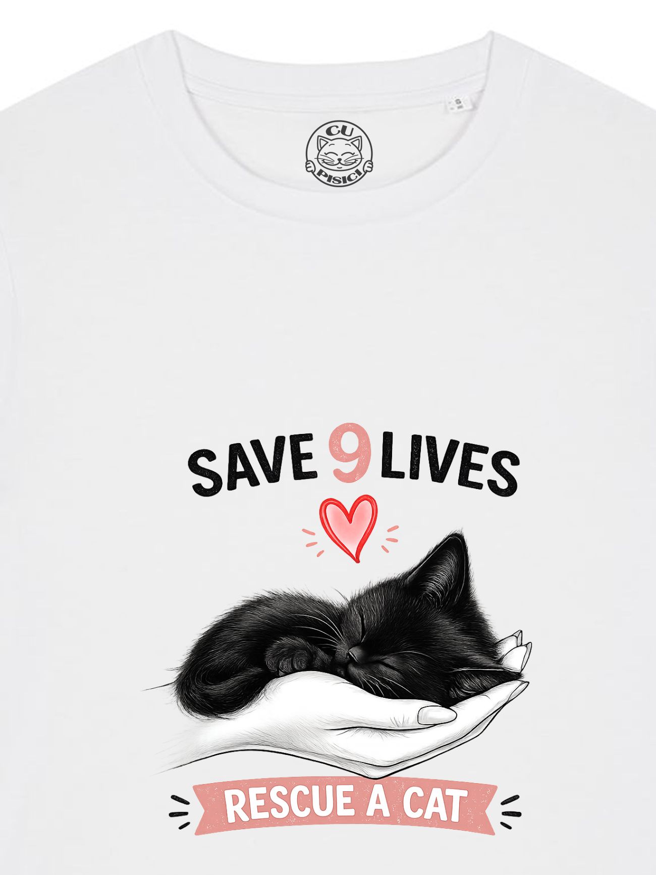Tricou din bumbac organic Premium-Save 9 Lives, Femei