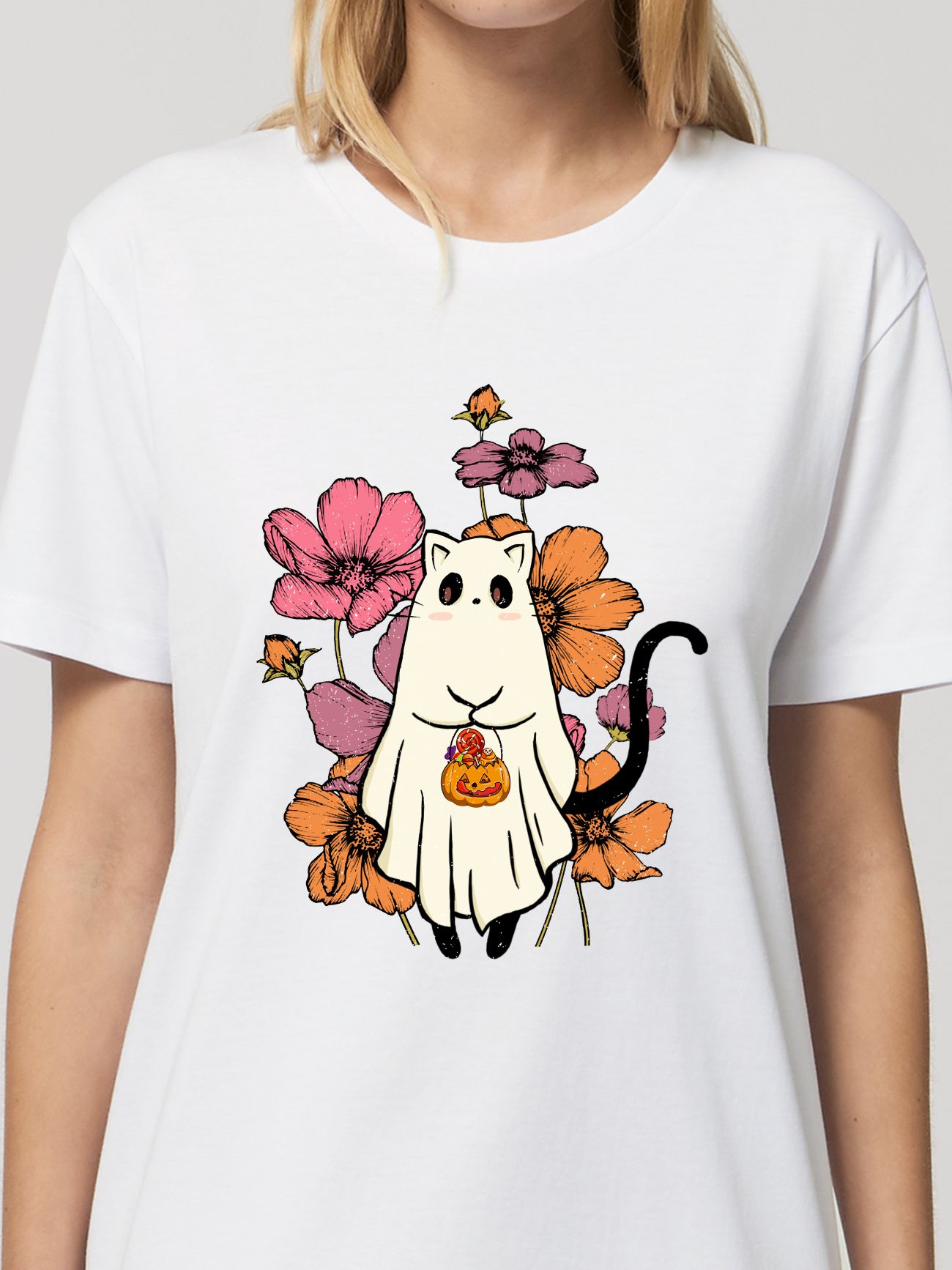 Rochie din bumbac organic Premium-Cute Halloween Cat