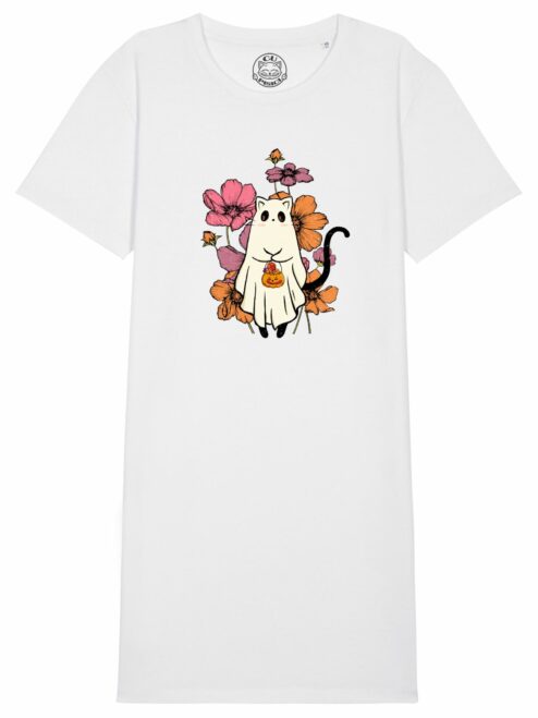 Rochie din bumbac organic Premium-Cute Halloween Cat