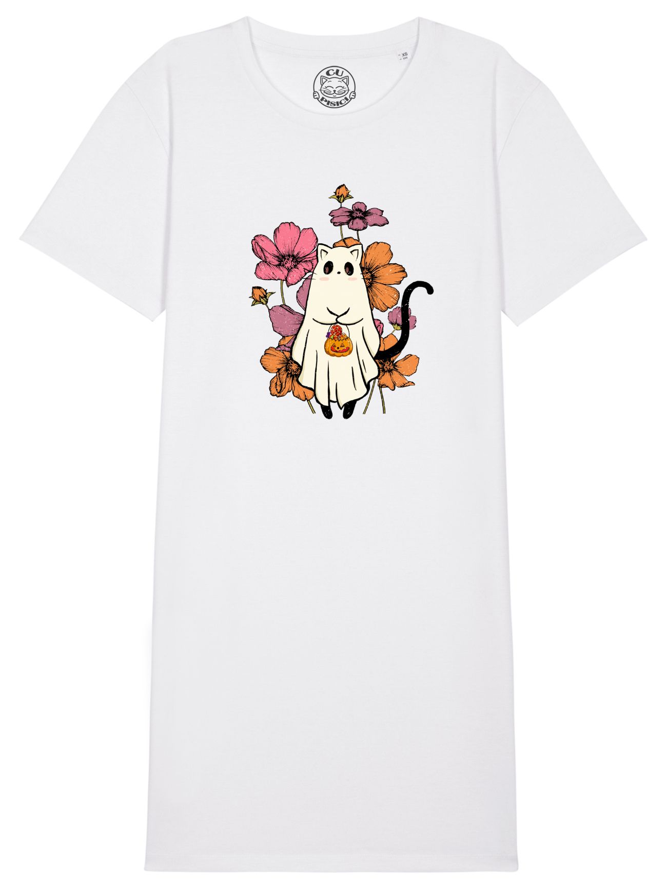 Rochie din bumbac organic Premium-Cute Halloween Cat
