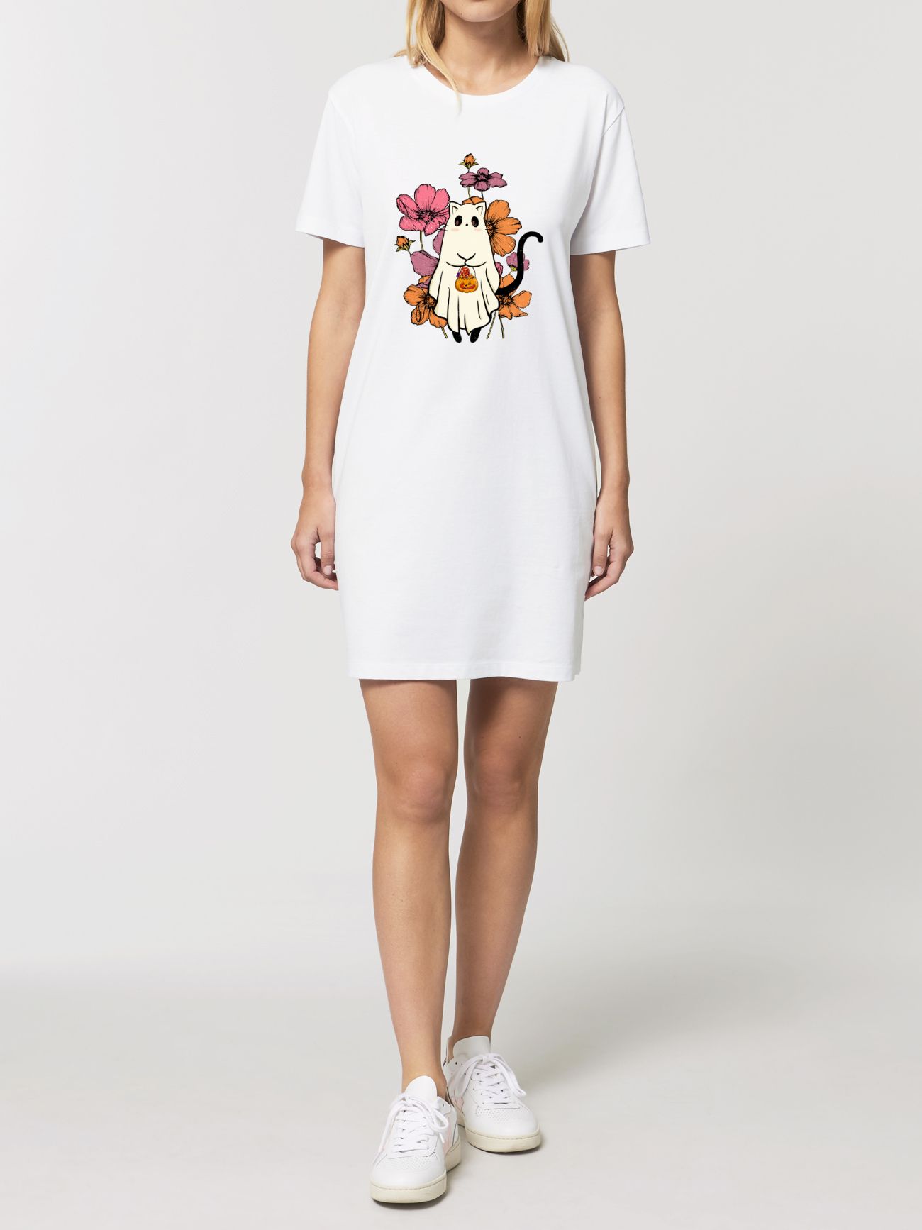 Rochie din bumbac organic Premium-Cute Halloween Cat