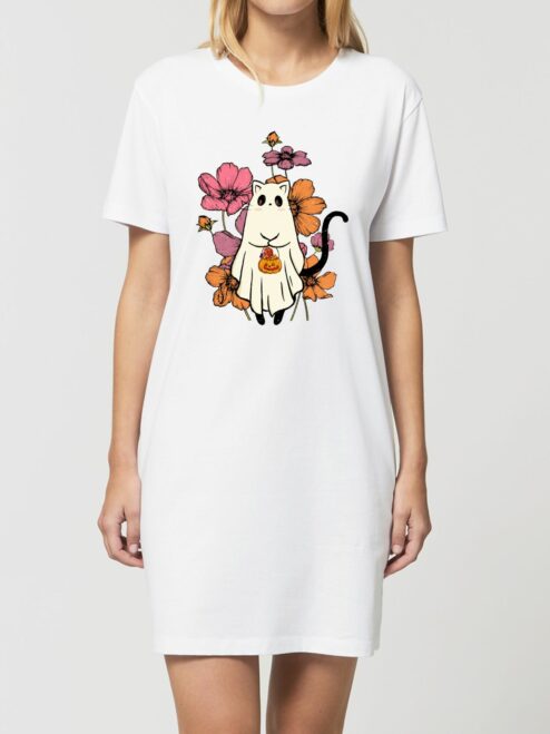 Rochie din bumbac organic Premium-Cute Halloween Cat