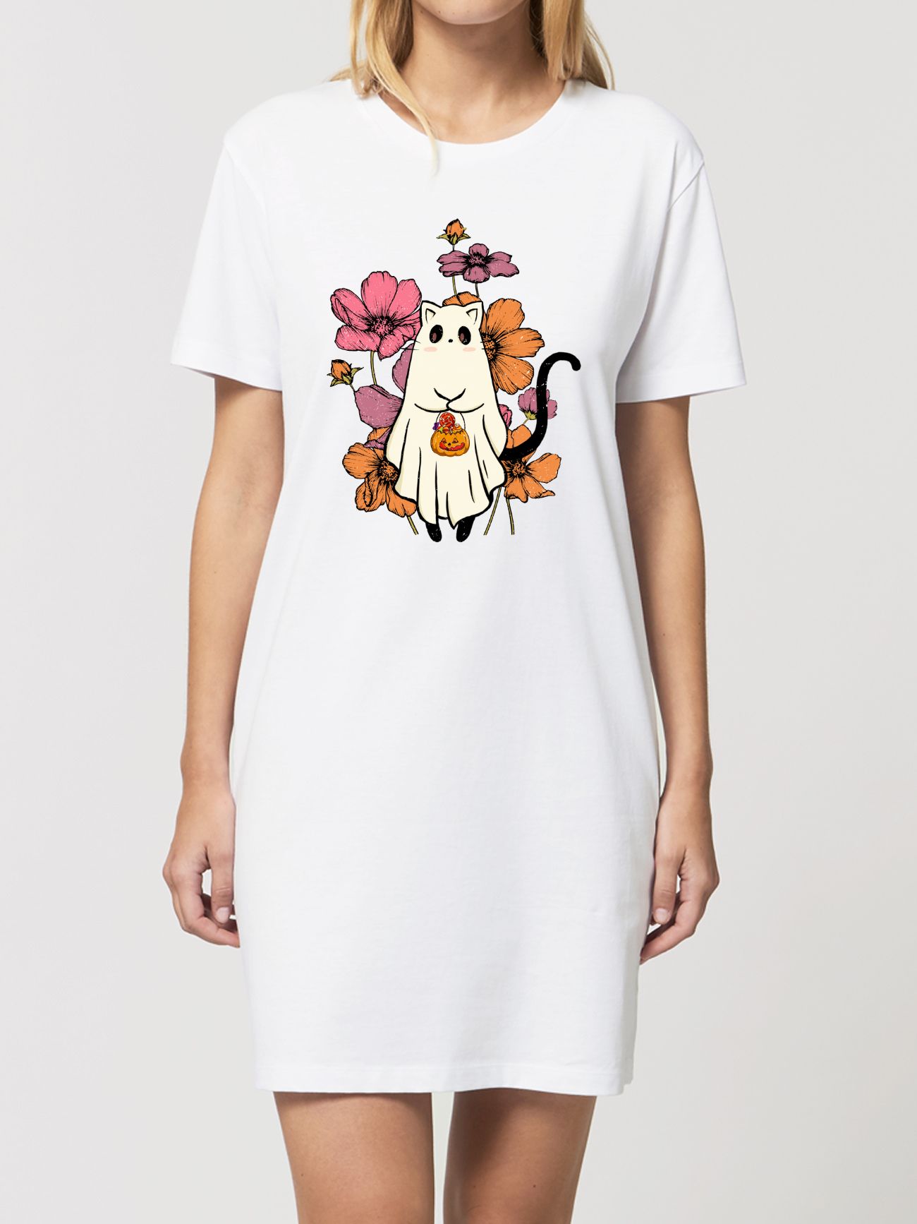 Rochie din bumbac organic Premium-Cute Halloween Cat