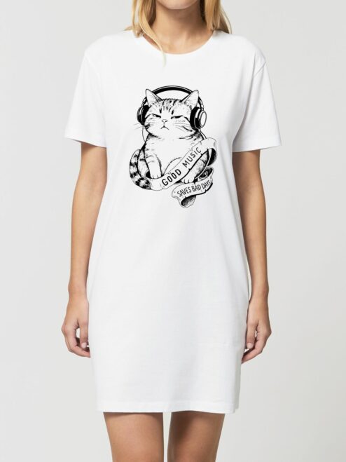 Rochie din bumbac organic Premium-Good music saves bad days