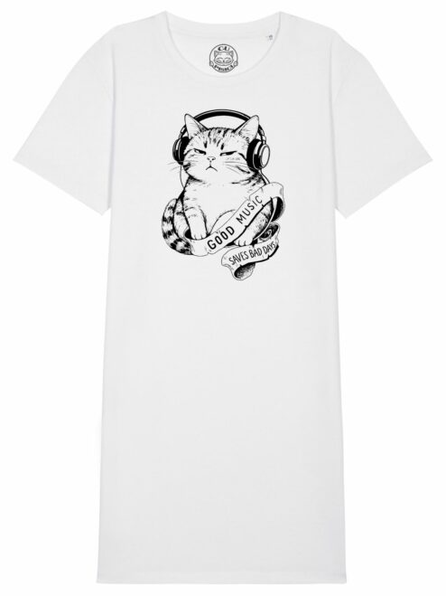 Rochie din bumbac organic Premium-Good music saves bad days