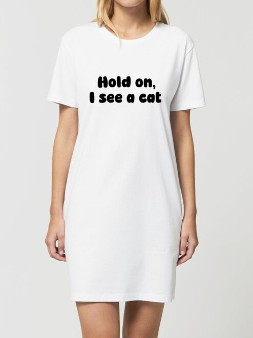 Rochie din bumbac organic Premium-Hold on, I see a cat