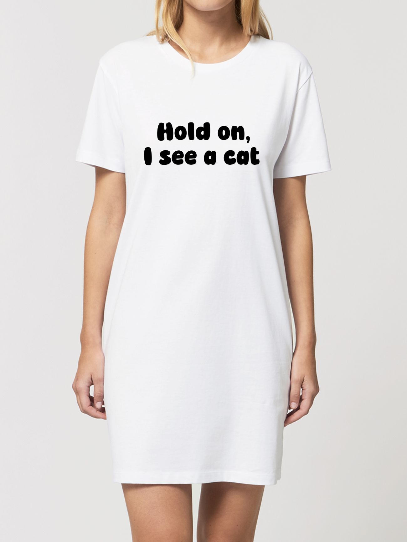 Rochie din bumbac organic Premium-Hold on, I see a cat