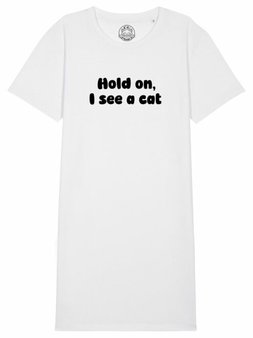 Rochie din bumbac organic Premium-Hold on, I see a cat