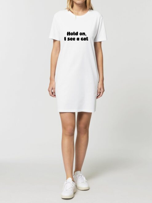 Rochie din bumbac organic Premium-Hold on, I see a cat