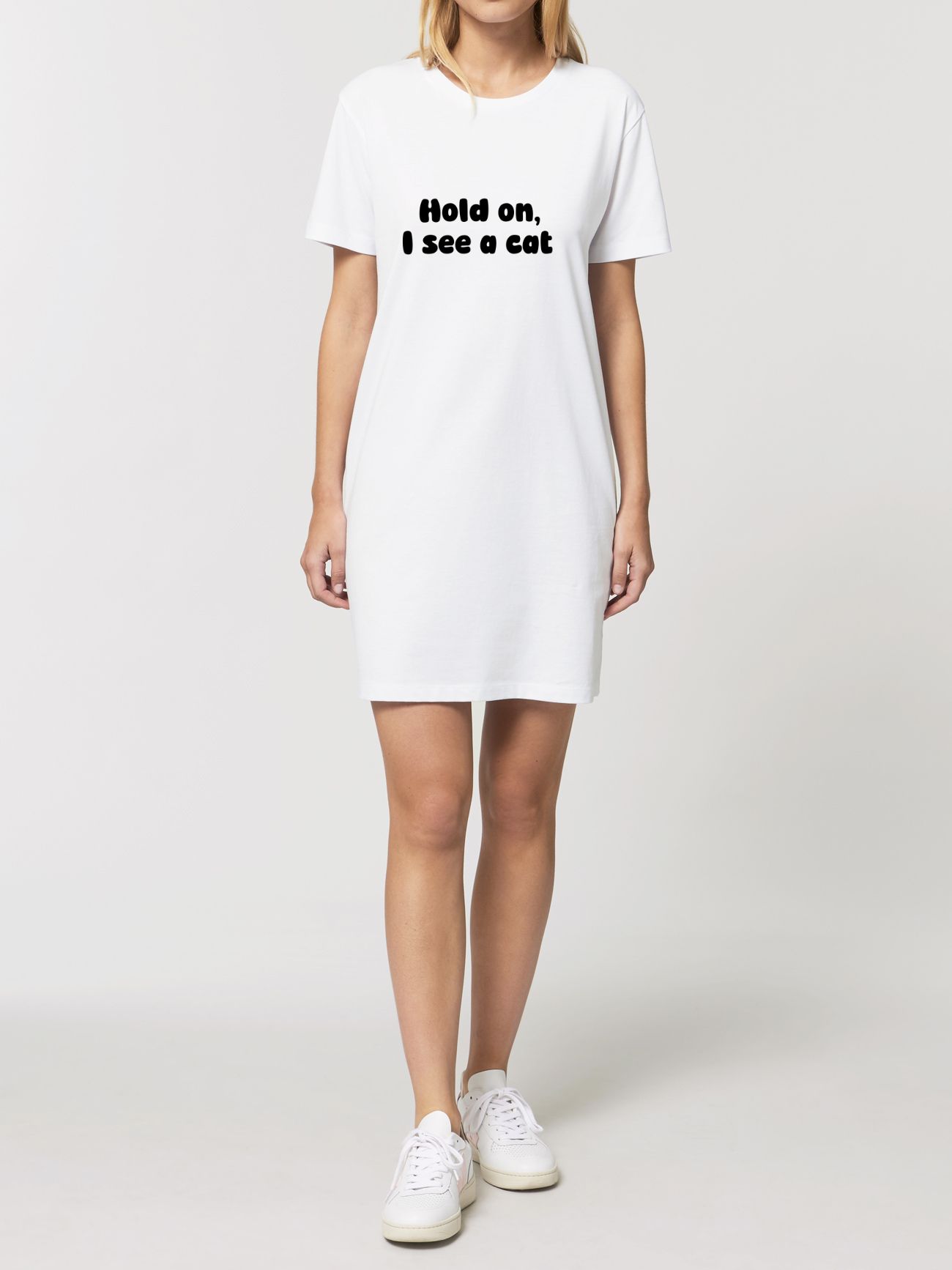 Rochie din bumbac organic Premium-Hold on, I see a cat