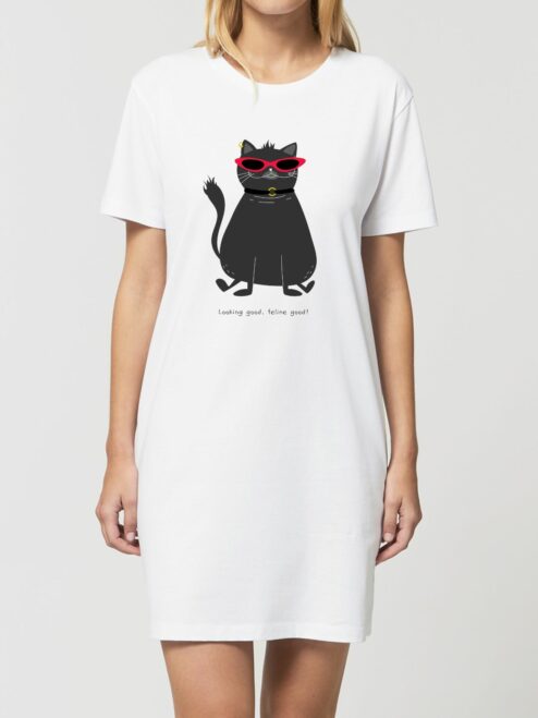 Rochie din bumbac organic Premium-Looking good, feline good