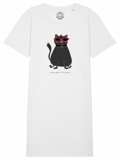 Rochie din bumbac organic Premium-Looking good, feline good